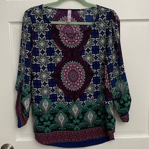 Alya geometric print blouse